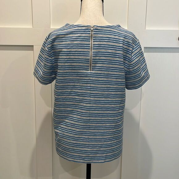 Banana Republic Factory Gray/Blue Striped SS Top -FREE w/Bundle Purchase - Picture 3 of 6